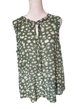 Fun 2 Fun sheer floral top in soft green